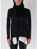 GIACCA BLAZER MONOPETTO CON INSERTI, 004 BLACK/OFF WHITE, thumb