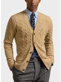 CARDIGAN IN COTONE TRECCIATO, CAMEL MELANGE, thumb