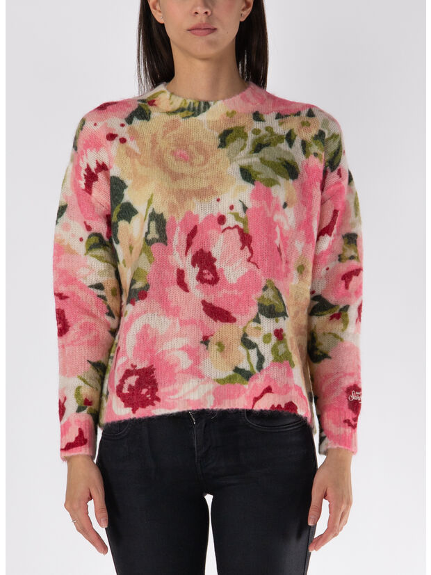 MAGLIONE GIROCOLLO LOUISE CON STAMPA PEONIA, , large