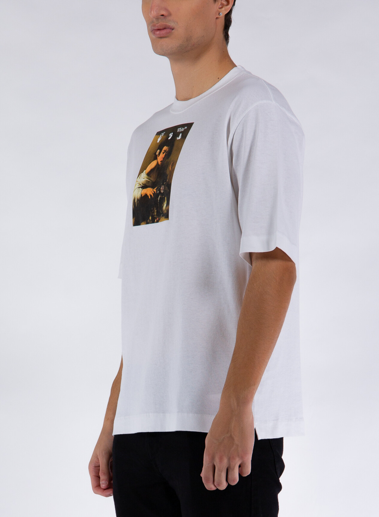 OFF-WHITE T-SHIRT CARAVAGGIO BOY SKATE Bianco, Nero