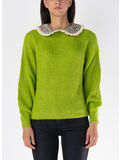 MAGLIONE CON COLLETTO FLOREALE, 00131G VERDE, thumb