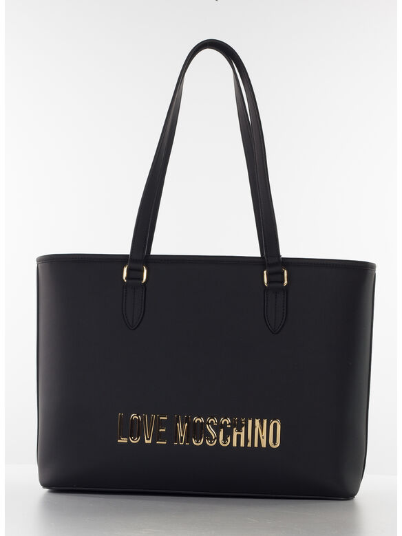 BORSA TOTE CON LOGO, 000 NERO, medium