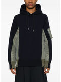 FELPA HOODIE CON INSERTI, 212 NAVY/KHAKI, thumb