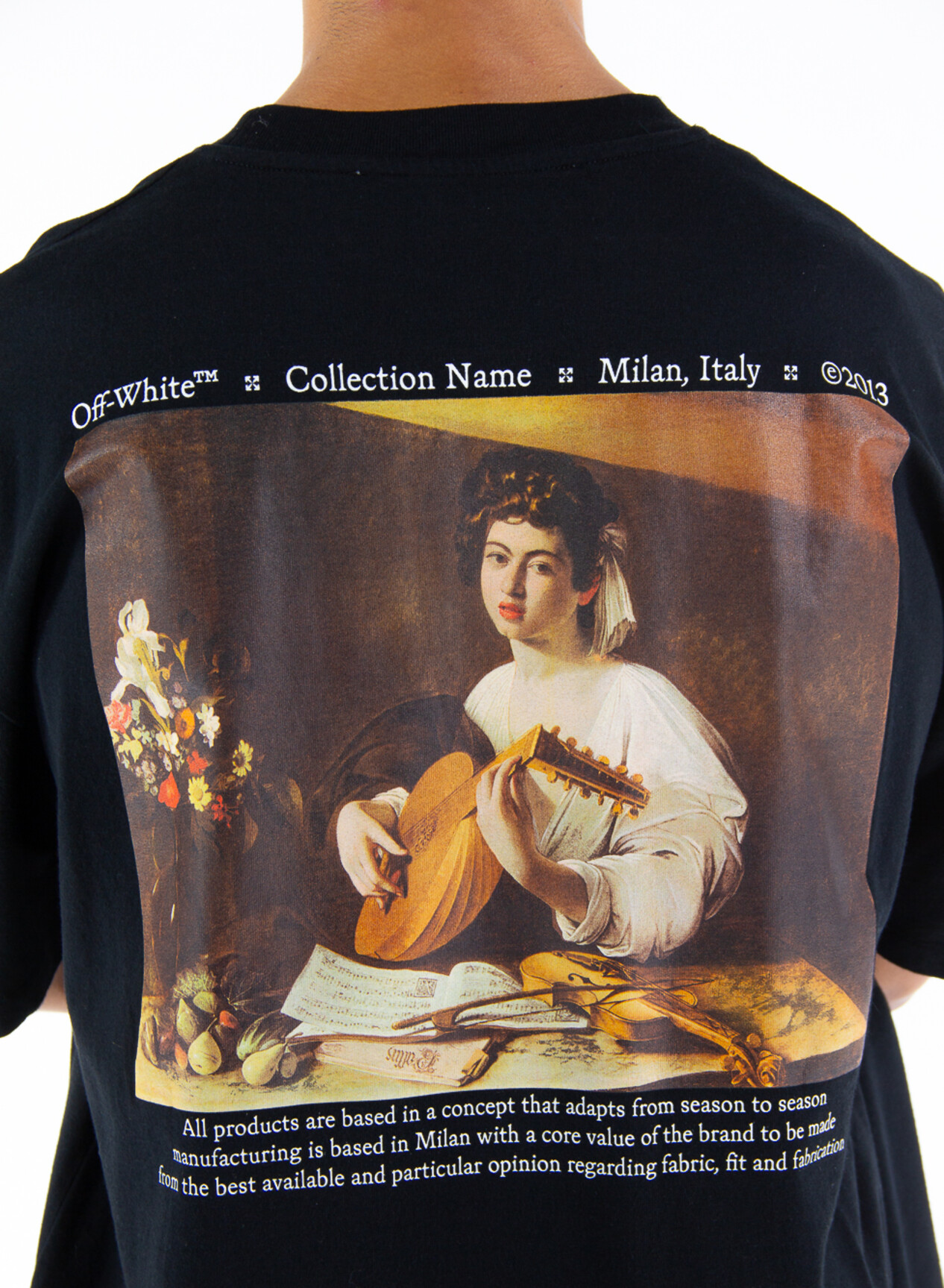 T-Shirt di lusso da uomo - T-Shirt bianca Off-White con stampa Caravaggio