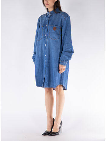 ABITO IN DENIM CON COLETTO A PUNTA, , small