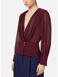 BLUSA IN GEORGETTE CON BASCHINA, CG3 ROUGE NOIR, thumb