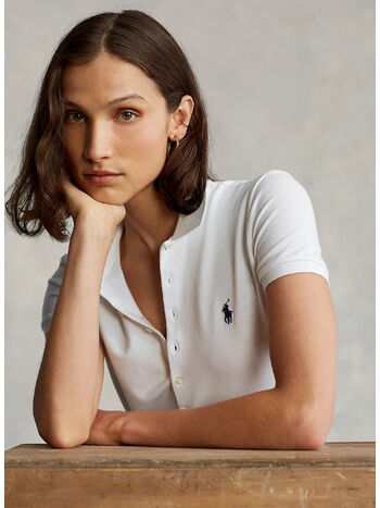 POLO JULIE EMBROIDERED LOGO, WHITE, small