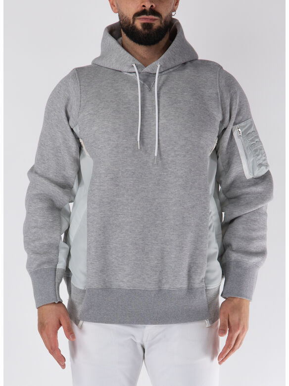 FELPA HOODIE CON INSERTI, 381 LGRAY/LGRAY, medium