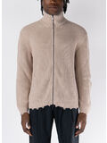 CARDIGAN FULL ZIP DISTRESSED, 092 SABBIA, thumb