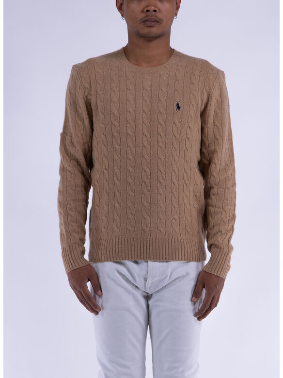 MAGLIONE GIROCOLLO, CAMEL MELANGE, medium