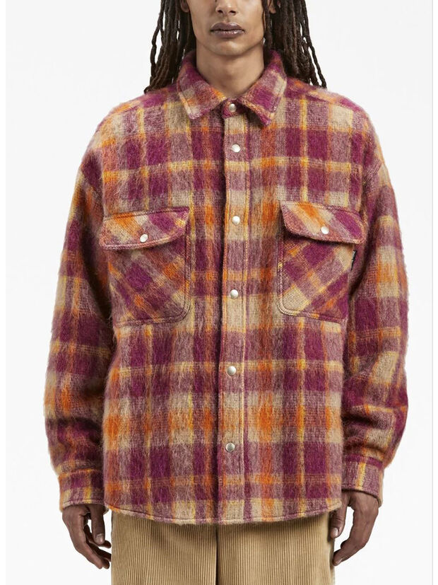 GIACCA OVERSHIRT BRUSHED WOOL CHECK, 2861 BURGUNDY BEIGE, large