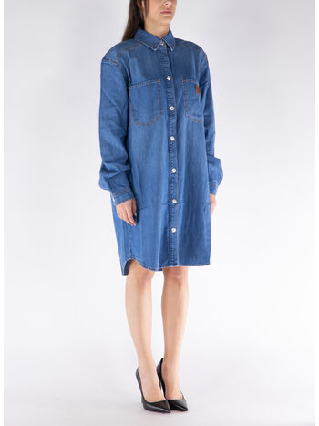 ABITO IN DENIM CON COLETTO A PUNTA, , small