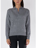 MAGLIONE MÉLANGE EZE CON COLLO POLO, 00122G GRIGIO SCURO, thumb