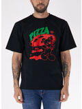 T-SHIRT PIZZA BEAR UNISEX, BLACK, thumb