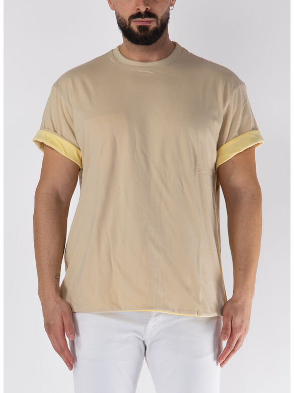 T-SHIRT FLIP JERSEY, A326A411431A TAN/YELLOW, medium