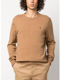 MAGLIONE GIROCOLLO CON LOGO, LATTE BROWN HEATHER, thumb