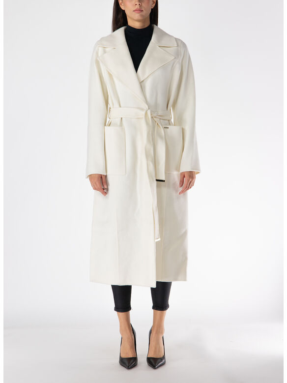 CAPPOTTO TRENCH CON COLLO REVERS, BONE, medium