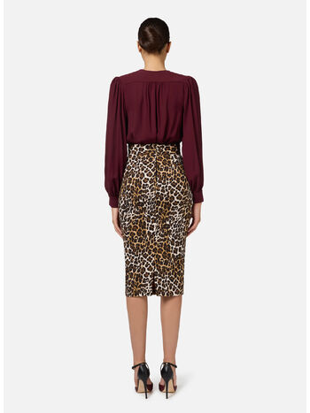 GONNA MIDI IN CRÊPE ANIMALIER, , small