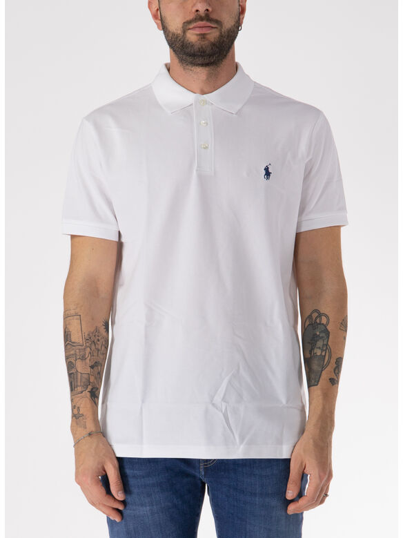 POLO A MANICHE CORTE CON LOGO RICAMATO, WHITE, medium