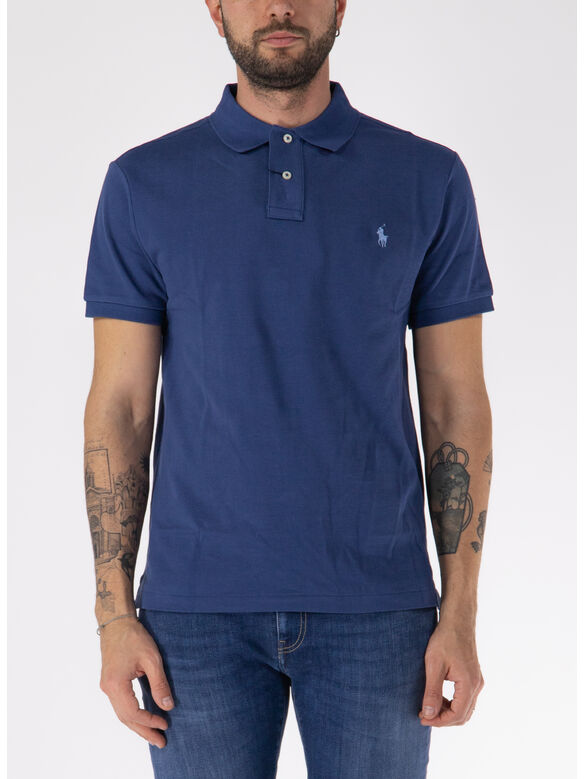 POLO A MANICHE CORTE CON LOGO RICAMATO, LIGHT NAVY, medium