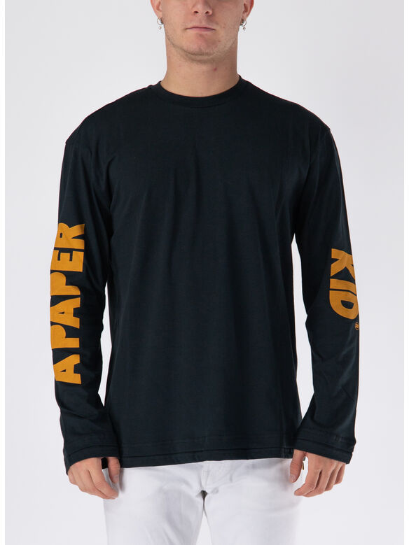 T-SHIRT LONGSLEEVE CON STAMPA, 110 NERO, medium