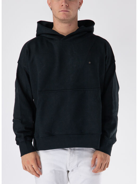 FELPA HOODIE WASHED-EFFECT, 110 NERO, medium