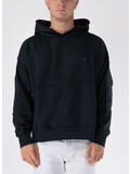 FELPA HOODIE WASHED-EFFECT, 110 NERO, thumb