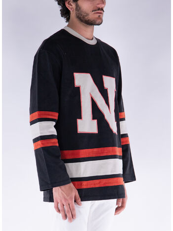 T-SHIRT LONGSLEEVE HOCKEY JERSEY, BLACK, small