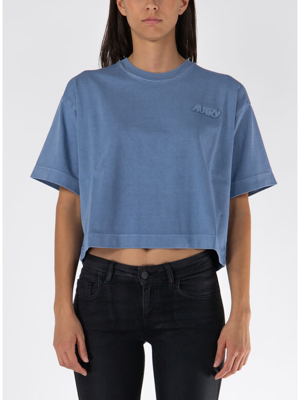 T-SHIRT CROP CON LOGO, 11ON INDIGO, medium