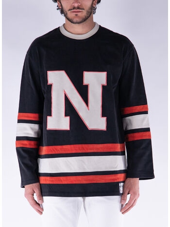 T-SHIRT LONGSLEEVE HOCKEY JERSEY, BLACK, small