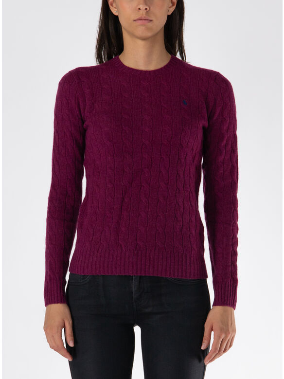 MAGLIONE IN MAGLIA TRECCIATO JULIANNA, 019 PLUM HEATHER, medium