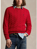 MAGLIONE TRECCIATO CON LOGO, PARK AVENUE RED, thumb