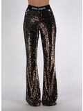 PANTALONE LOGO TAPE SEQUINS FLARE, 6010 BROWN BLACK, thumb