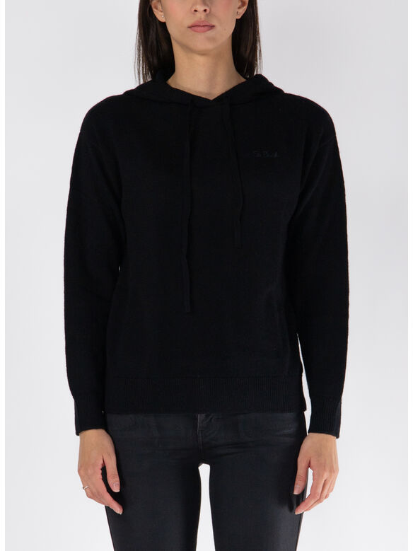 MAGLIONE CON CAPPUCCIO ELIDE, 00038G NERO, medium