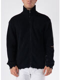 CARDIGAN FULL ZIP DISTRESSED, 110 NERO, thumb