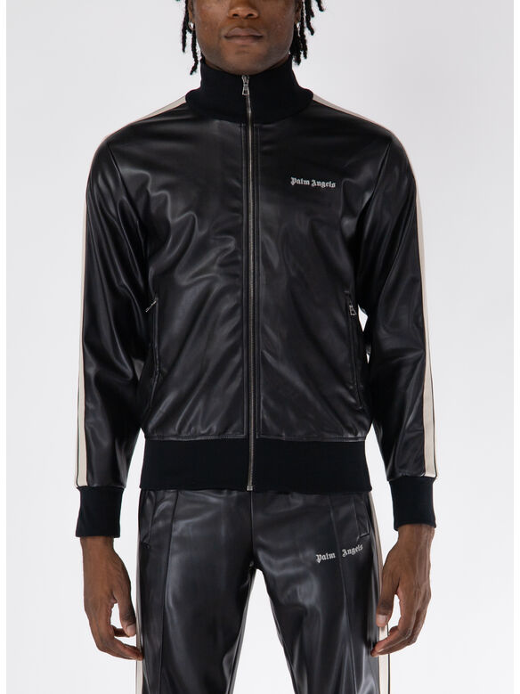 FELPA TRACK FULL ZIP LEATHER EFFECT, 1003 BLACK/OFF WHITE, medium