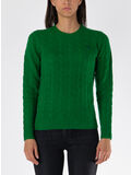 MAGLIONE IN MAGLIA TRECCIATO JULIANNA, 020 GREEN GRASS, thumb