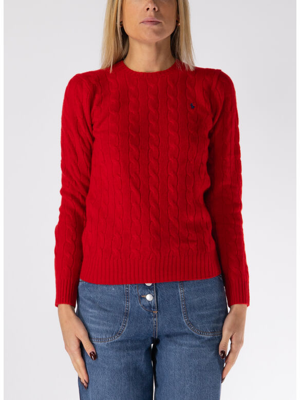 MAGLIONE GIROCOLLO TRECCIATO, FALL RED, medium