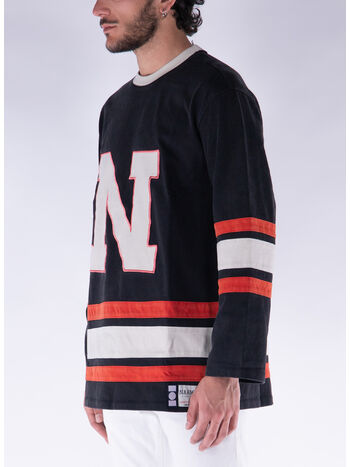 T-SHIRT LONGSLEEVE HOCKEY JERSEY, BLACK, small