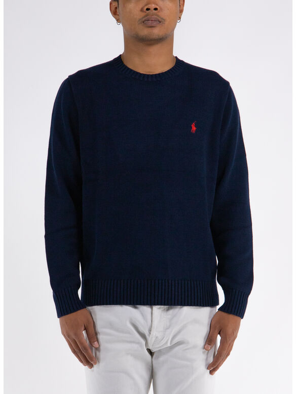 MAGLIONE CABLE-KNIT GIROCOLLO, HUNTER NAVY, medium