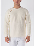 MAGLIONE GIROCOLLO CON DETTAGLI CUT-OUT, 013 CREMA, thumb