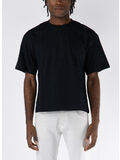 T-SHIRT GIROCOLLO CON LOGO RICAMATO, GW009 CHAOS BLACK, thumb